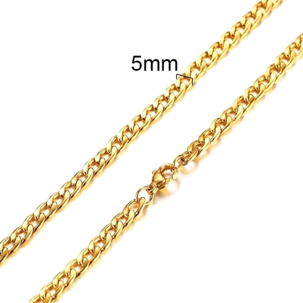 Classy Men 5mm Gold Curb Chain Necklace