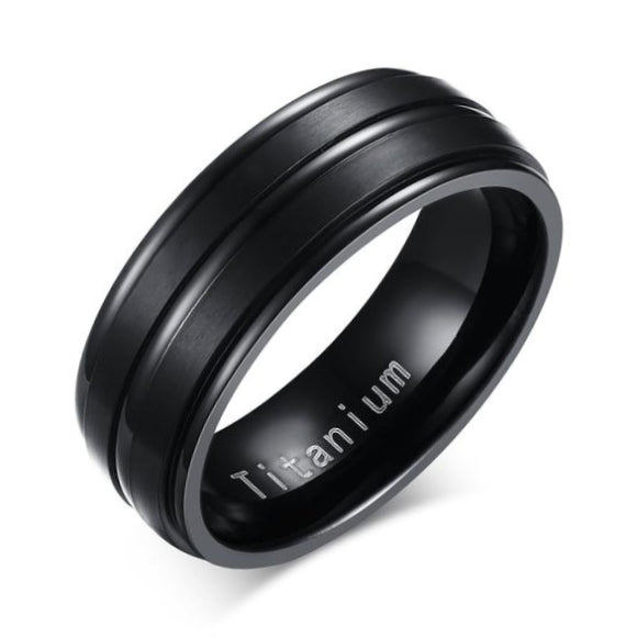 Classy Men Black Channeled Titanium Ring - Classy Men Collection