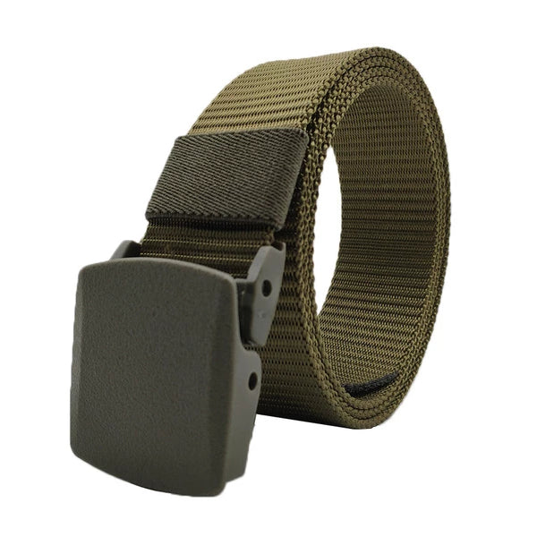 Classy Men Army Green Web Belt With Plastic Buckle - Classy Men Collection