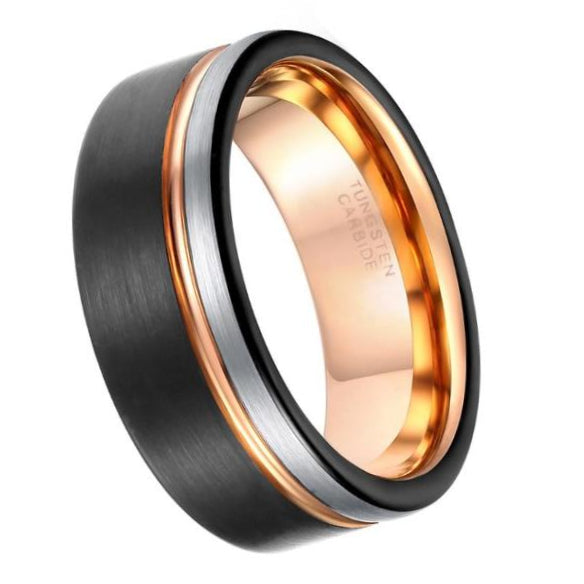 Classy Men Black & Gold Tungsten Ring - Classy Men Collection