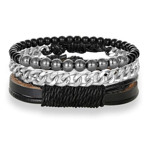 上品なメンズ スタック ブレスレット セット