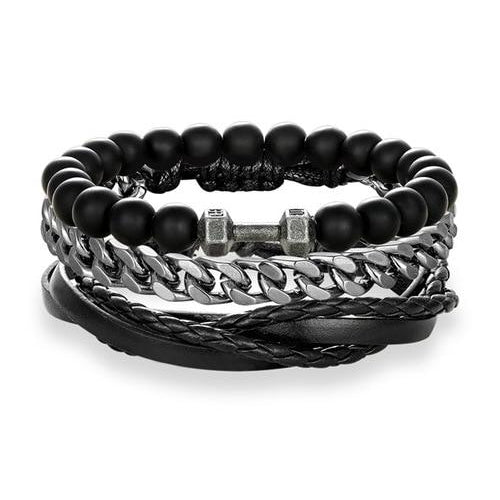 Set di bracciali impilati da uomo di classe