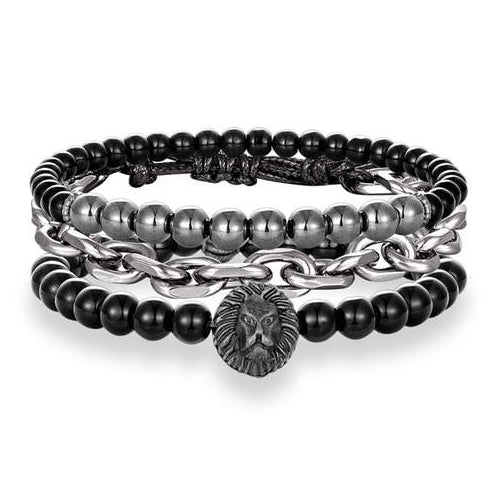 上品なメンズ スタック ブレスレット セット