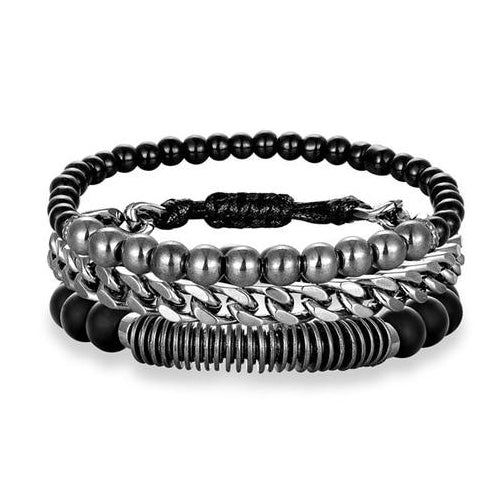 上品なメンズ スタック ブレスレット セット