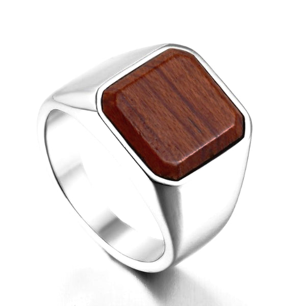 Anello con sigillo in legno da uomo di classe