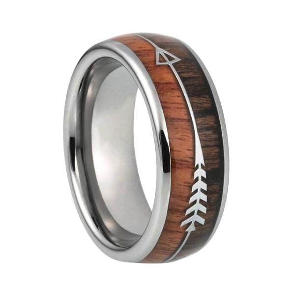 Classy Men Two-Tone Silver Wood Ring