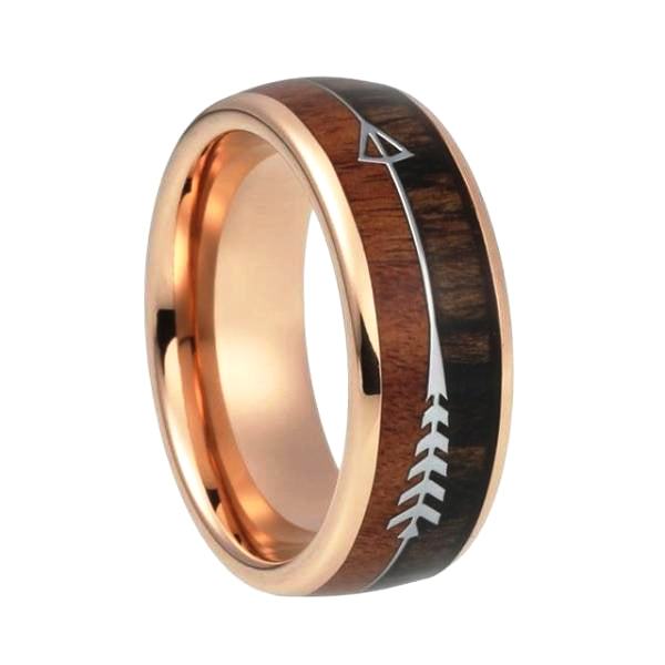 Classy Men Two-Tone Rose Gold Wood Ring