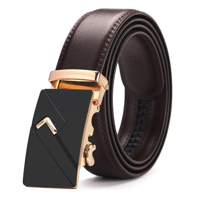 Classy Men Brown & Gold Leather Suit Belt - Classy Men Collection