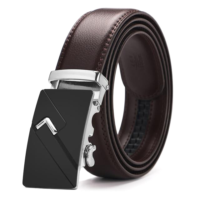 Classy Men Brown & Silver Leather Suit Belt - Classy Men Collection