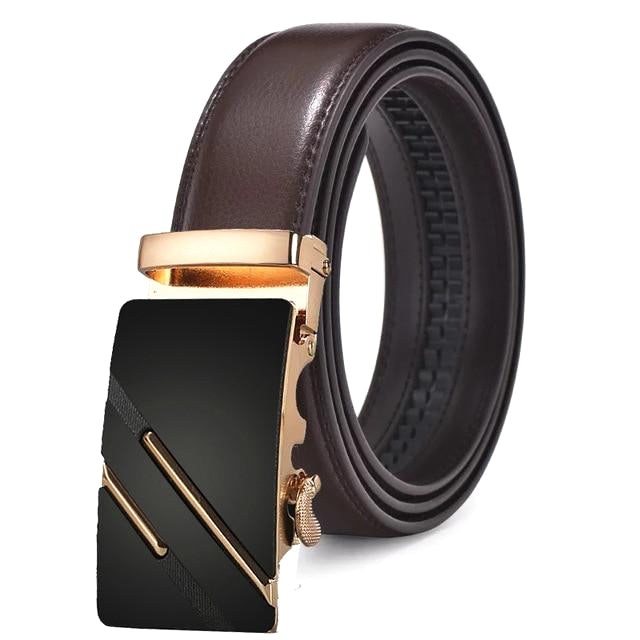 Classy Men Brown & Gold Leather Suit Belt - Classy Men Collection