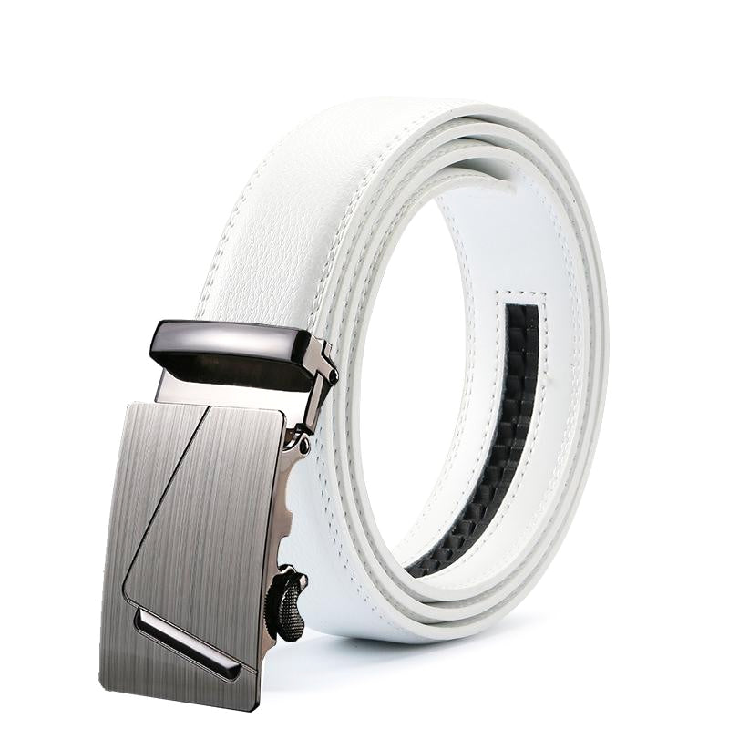 Classy Men White Leather Suit Belt