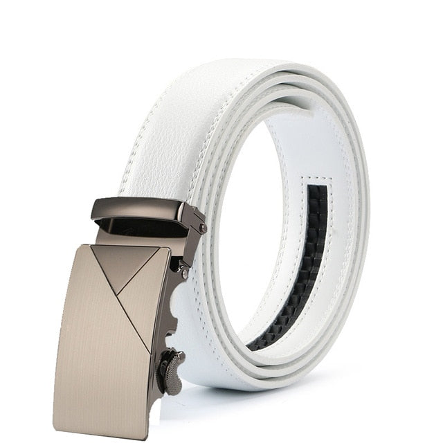 Classy Men White Leather Suit Belt