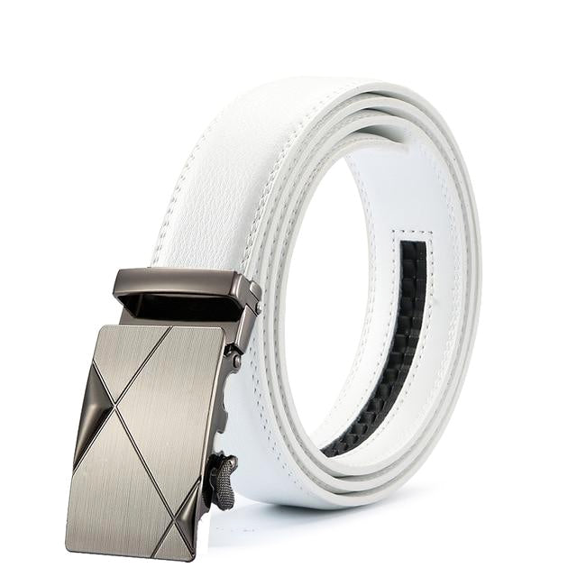 Classy Men White Leather Suit Belt