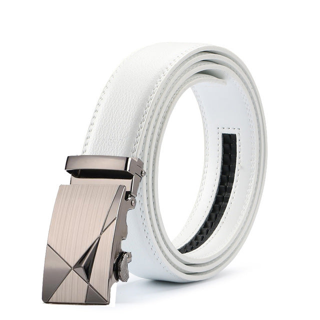 Classy Men White Leather Suit Belt