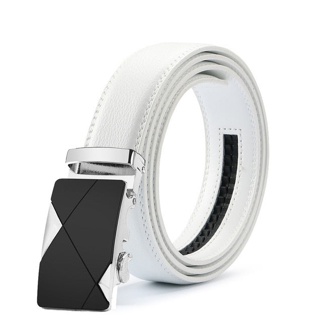 Classy Men White & Silver Leather Suit Belt