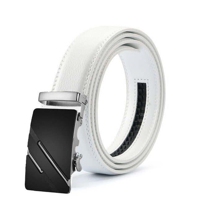 Classy Men White & Silver Leather Suit Belt