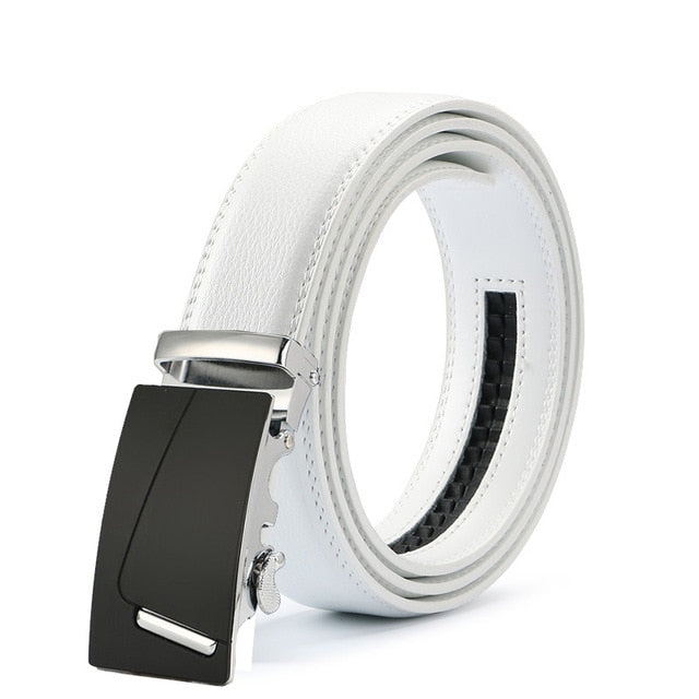 Classy Men White & Silver Leather Suit Belt