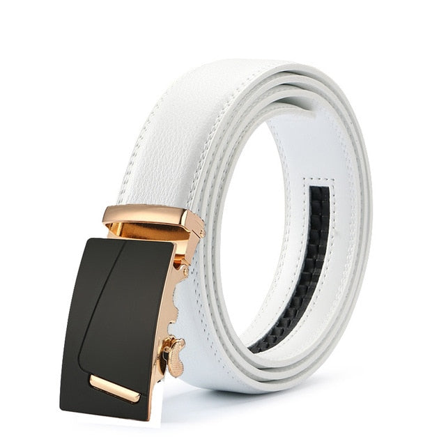 Classy Men White & Gold Leather Suit Belt