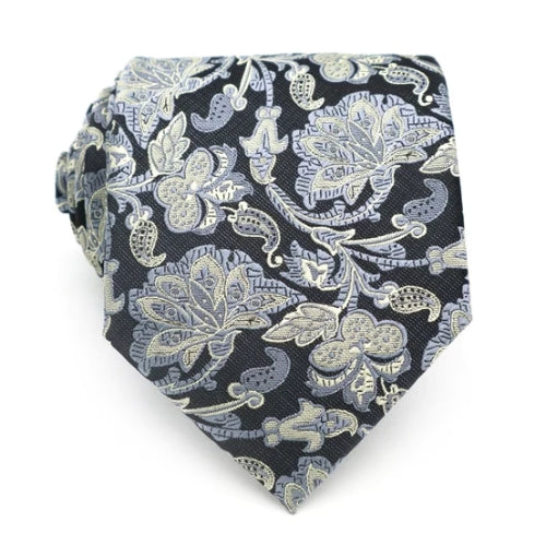 mens grey floral tie