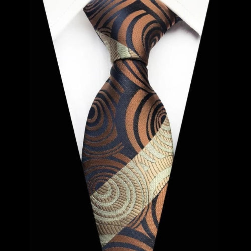Classy Men Brown Spiral Silk Tie - Classy Men Collection