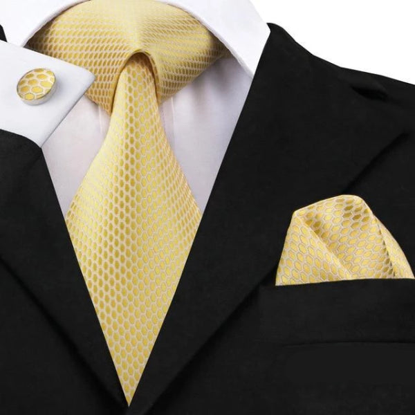 Classy Men Scaled Gold Silk Tie
