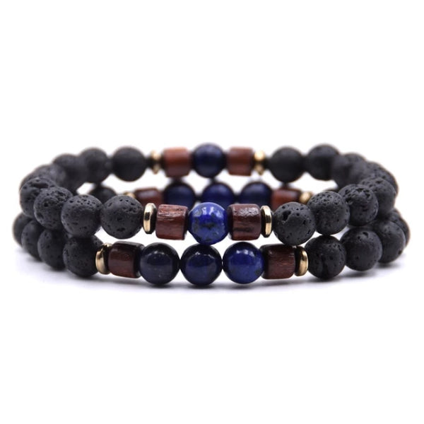 Classy Men Beaded Sodalite Wooden Bracelet Set - Classy Men Collection