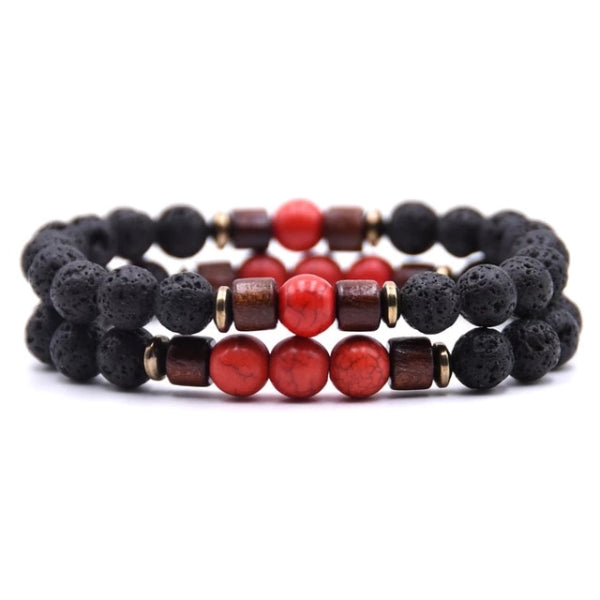 Classy Men Beaded Red Wooden Bracelet Set - Classy Men Collection