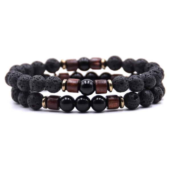 Classy Men Beaded Black Wooden Bracelet Set - Classy Men Collection