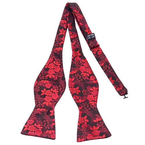 Classy Men Red Floral Silk Self-Tie Bow Tie