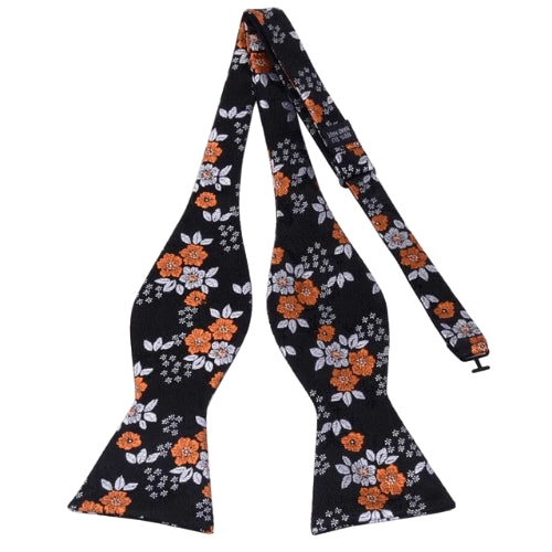 Classy Men Orange Floral Silk Self-Tie Bow Tie