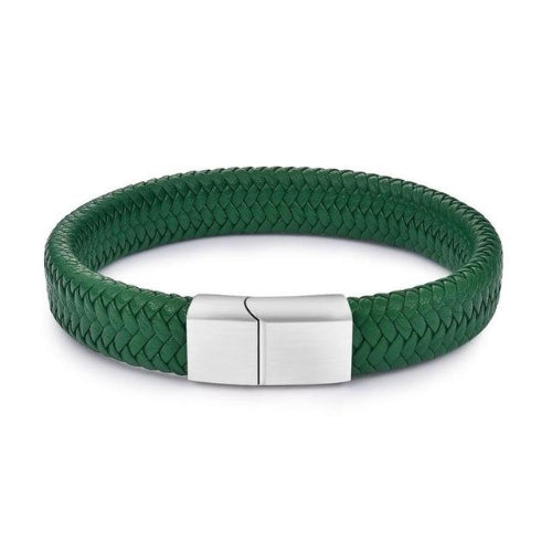 Classy Men Green Braided Leather Bracelet - Classy Men Collection