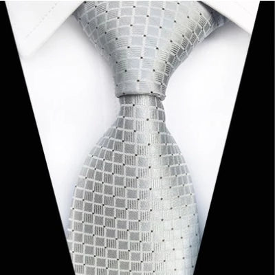 Classy Men Classic Silver Mini Check Silk Tie - Classy Men Collection