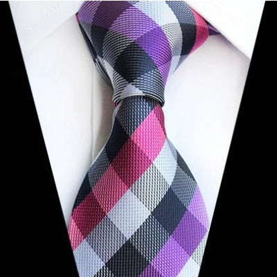 Classy Men Classic Purple Pink Check Silk Tie - Classy Men Collection