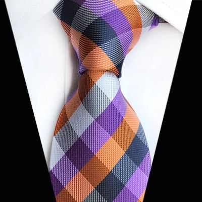 Classy Men Classic Purple Orange Check Silk Tie - Classy Men Collection