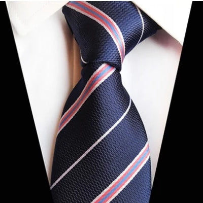 Classy Men Classic Blue Pink Striped Silk Tie - Classy Men Collection
