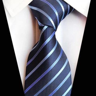 Classy Men Classic Simple Blue Striped Silk Tie - Classy Men Collection