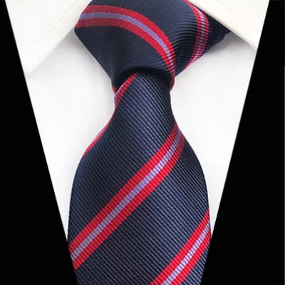 Classy Men Classic Navy Red Striped Silk Tie - Classy Men Collection