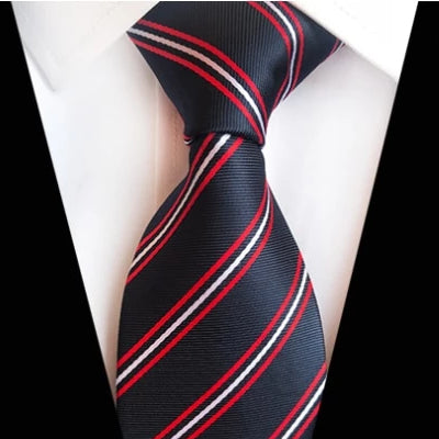 Classy Men Classic Black Red Striped Silk Tie - Classy Men Collection
