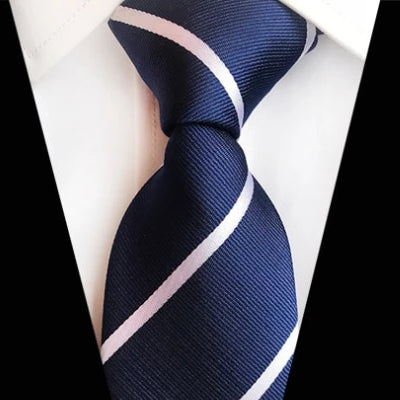Classy Men Classic Blue White Striped Silk Tie - Classy Men Collection