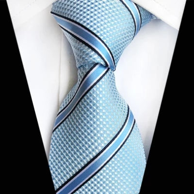 Classy Men Classic Light Turquoise Striped Silk Tie - Classy Men Collection