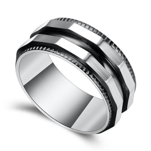 Classy Men Black & Silver Dual Titanium Ring - Classy Men Collection