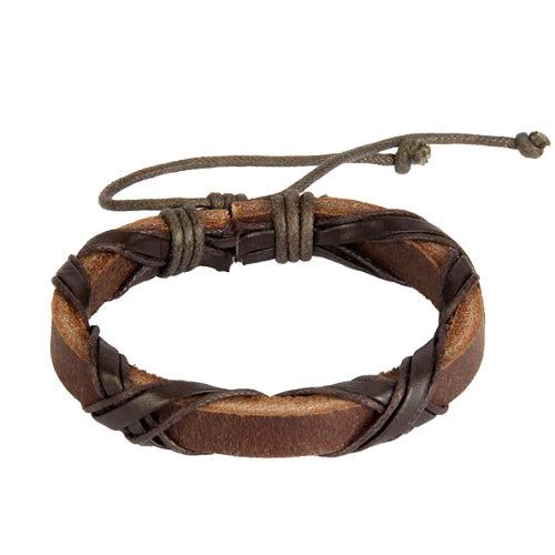 Classy Men Brown Leather Lace-up Bracelet - Classy Men Collection