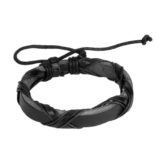 Classy Men Burnt Black Leather Lace-up Bracelet - Classy Men Collection