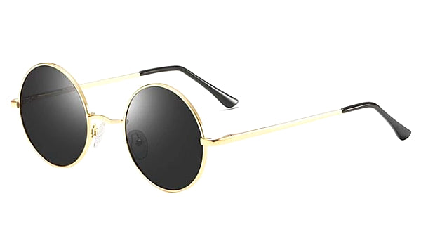 Classy Men Black Gold Round Polarized Sunglasses - Classy Men Collection