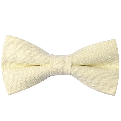 Classy Men Light Yellow Cotton Pre-Tied Bow Tie