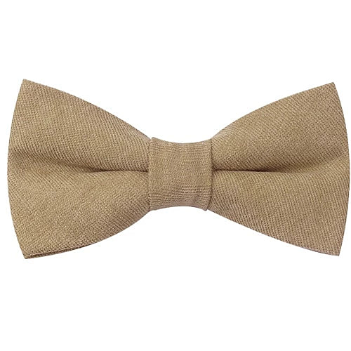 Classy Men Beige Cotton Pre-Tied Bow Tie - Classy Men Collection