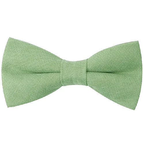 Classy Men Pastel Green Cotton Pre-Tied Bow Tie