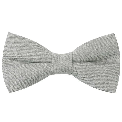 Classy Men Light Grey Cotton Pre-Tied Bow Tie