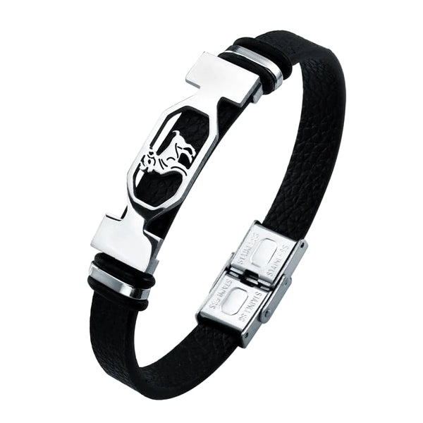 Classy Men Aries Star Sign Leather Bracelet