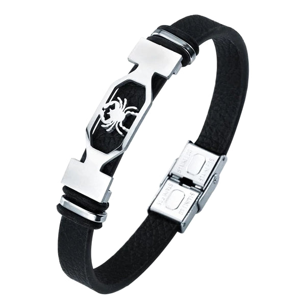 Bracciale in pelle da uomo di classe con segno zodiacale Cancro